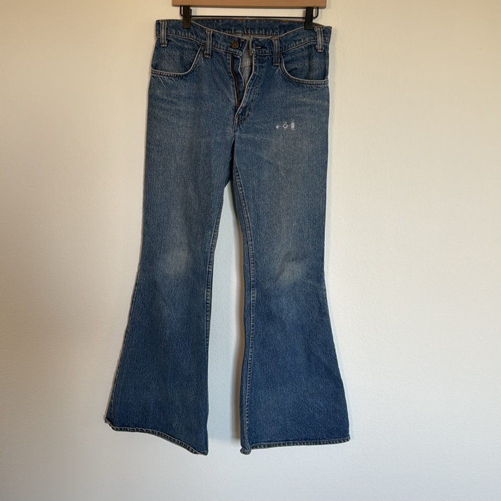 Levi’s orange tab vintage Blue Flare Wide Leg Jeans with Classic Medium Wash